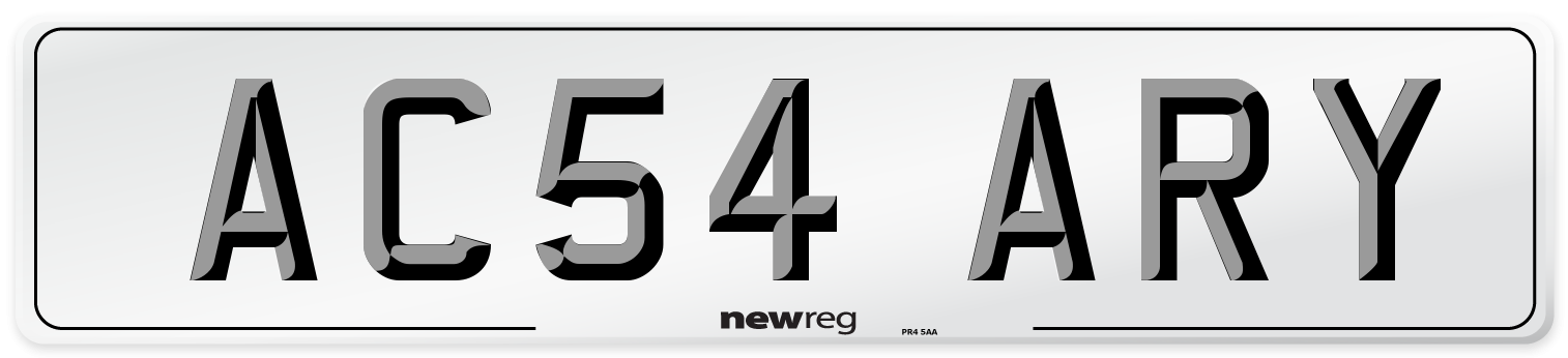 AC54 ARY Number Plate from New Reg